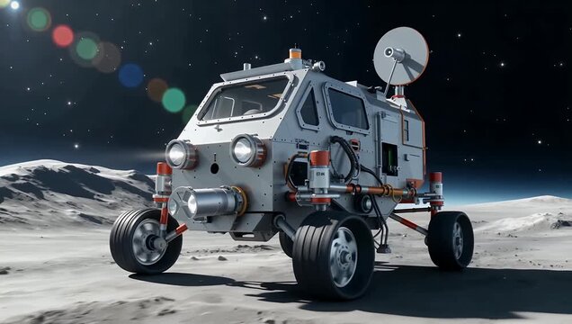 Autonomous exploration rover on rocky lunar terrain with communication array