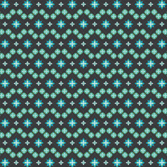 Seamless Geometric Floral Diamond Pattern with Glowing Blue Stars Abstract Decorative Background