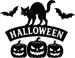 halloween pumpkin and bats