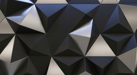 Dark Platinum Silver 3D Geometry. Luxury Minimal Wallpaper.