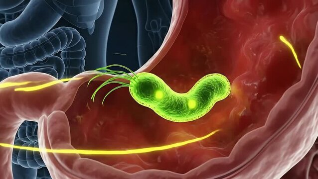 Helicobacter Pylori Bacteria Medical Illustration Stomach Infection Disease