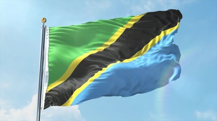 4K Tanzania flag waving in the wind - realistic Tanzania flag animation in high resolution, perfect for Tanzania national day, independence, travel and patriotic video projects