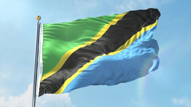 4K Tanzania flag waving in the wind - realistic Tanzania flag animation in high resolution, perfect for Tanzania national day, independence, travel and patriotic video projects