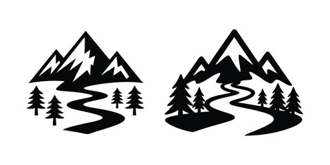 Mountain River Landscape Illustration Vector