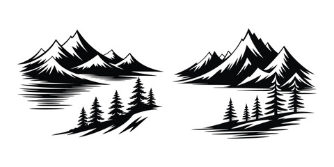 Mountain Lake Forest Illustration Vector