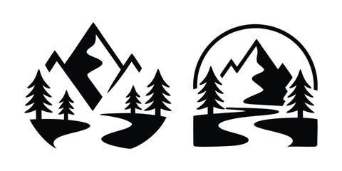 Mountain River Landscape Illustration Vector