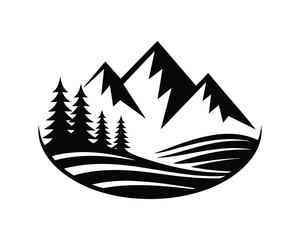 Mountain Forest Landscape Logo Vector Illustration