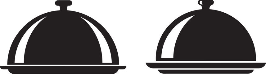 Two food serving cloche silhouettes