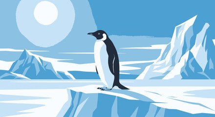Naklejka premium penguin on iceberg