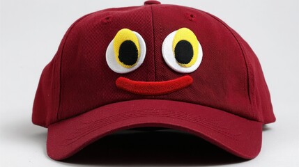 Red cap with cartoon face