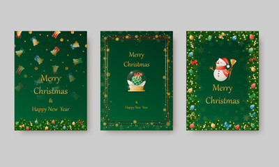 Elegant vector design for Christmas invitation, card, poster, wallpaper. Christmas ball, snow background, festive frame on colored background.