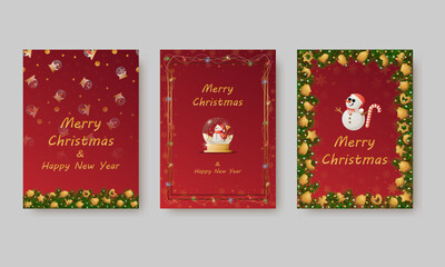 Elegant vector design for Christmas invitation, card, poster, wallpaper. Christmas ball, snow background, festive frame on colored background.