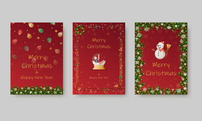 Elegant vector design for Christmas invitation, card, poster, wallpaper. Christmas ball, snow background, festive frame on colored background.