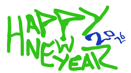 Happy New Year 2026 Hand Drawn Scribble Text