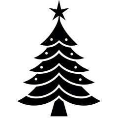 Fototapeta premium Christmas tree vector illustration featuring a green fir tree with winter decorations and an evergreen holiday theme