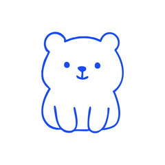 Simple blue outline of a stylized, rounded bear