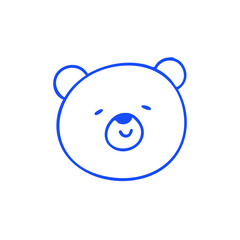 Simple blue outlined bear face with a gentle smile