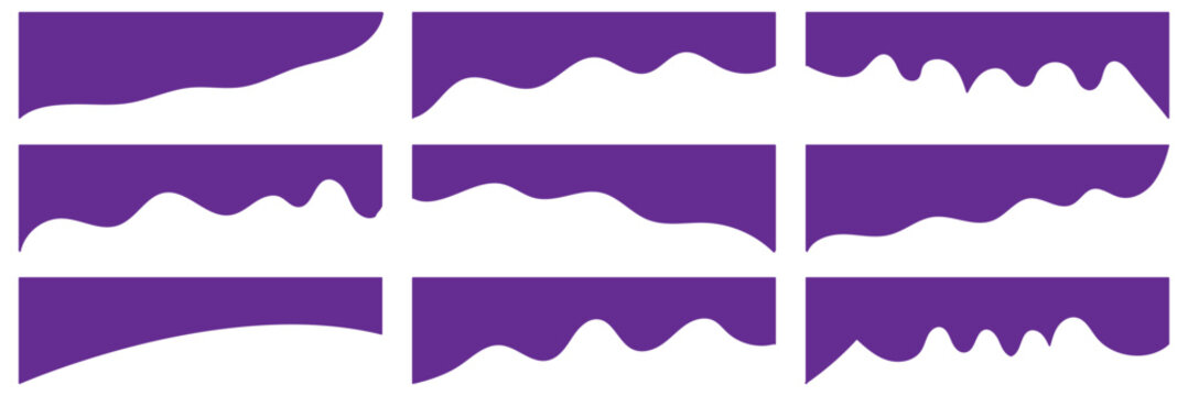 Collection of wavy Red decorative border for web design element vector. Website divider border vector illustration. Collection of dividers shape red templates.Red curve top headline. banner header