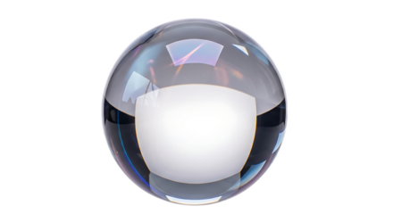 A captivating view of a reflective sphere with a white interior against a black background scene