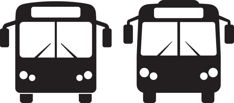 Two front facing bus silhouettes