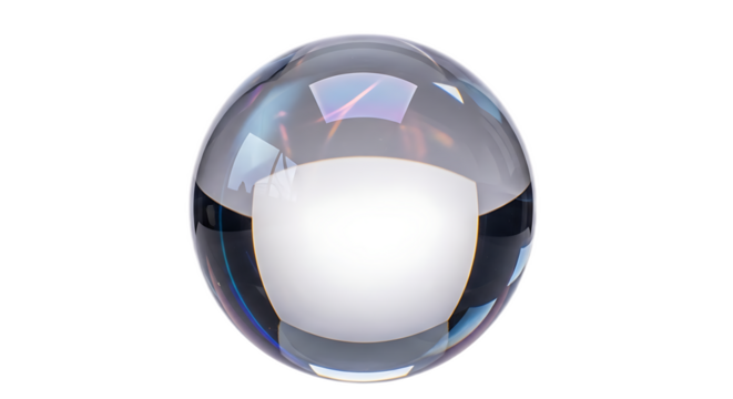 A captivating view of a reflective sphere with a white interior against a black background scene