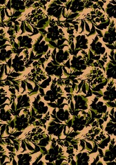 Green black Blur Abstract floral pattern