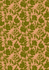 Autumn sephia Romantic Floral  pattern with leaves