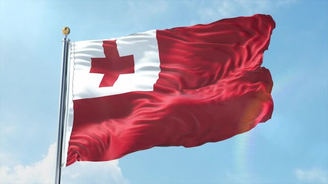 4K Tonga flag waving in the wind - realistic Tonga flag animation in high resolution, perfect for Tonga national day, independence, travel and patriotic video projects