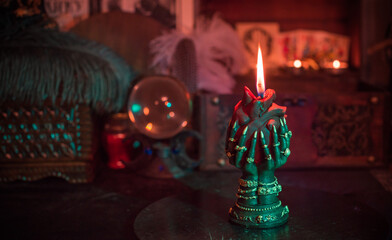 Burning heart in hands, mystical ritual and love magic concept. Perfect for illustrating love...