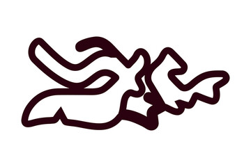 Abstract Red Outline with Wavy Lines on Black Background fluid