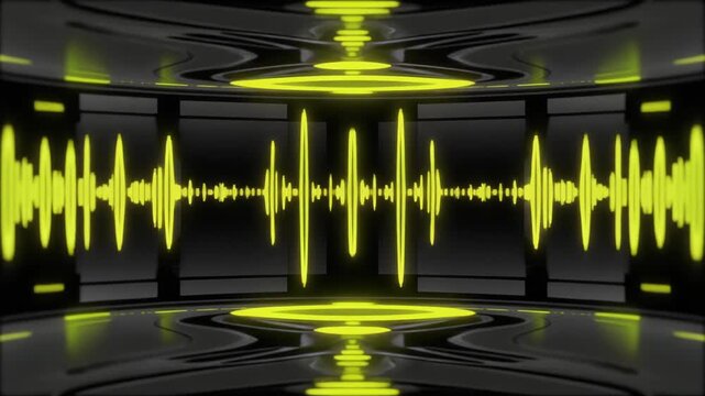 Dynamic audio spectrum visualizer with a modern aesthetic for music videos, podcasts, and broadcast design with vibrant neon yellow highlights