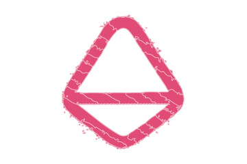 Pink Triangle Outline with Textured Lines on Black Background graphic