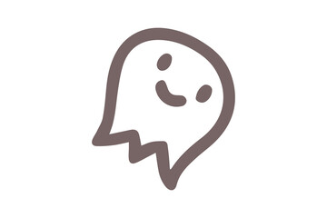 Red outline of a smiling ghost with wavy bottom on black background spirit spooky