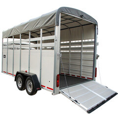 Livestock trailer with cover, isolated PNG transparent background