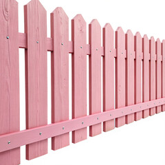 Freshly painted pink wooden fence, isolated PNG transparent background