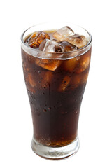 Iced coffee on a tall glass, cutout PNG transparent background