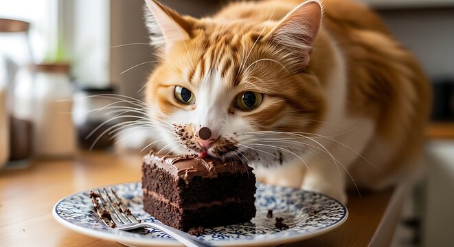 Adorable cat celebrating its birthday with colorful balloons, party hat, and cake, festive background, soft lighting, high detail