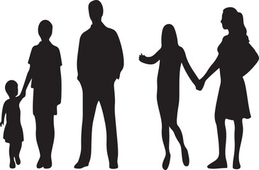 Family and Relationship Silhouette Vector Set . Love, Parenthood, and Togetherness Symbol Design.