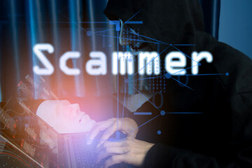 The concept of scammers committing fraud online