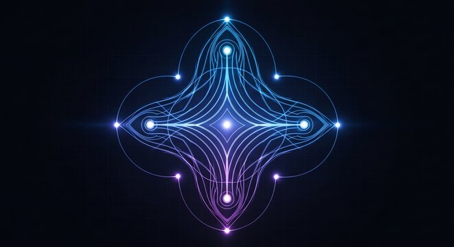 Abstract glowing lines and nodes on dark background