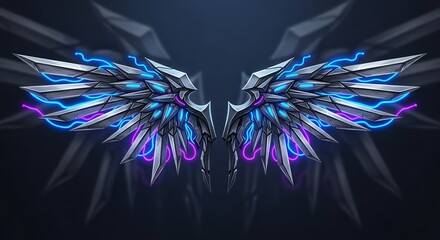 Metallic wings with neon light accents