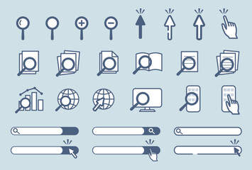 シンプルな検索アイコンのイラスト素材セット / vector eps