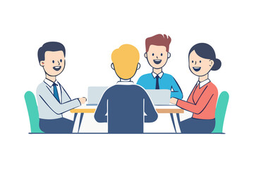 Obraz premium Illustrative depiction of professionals engaged in a collaborative business meeting at work