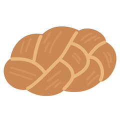 Braided Bread Clipart in Flat Style for Bakery Illustration
