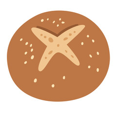 Round Loaf Clipart in Flat Style for Artisan Bakery Design