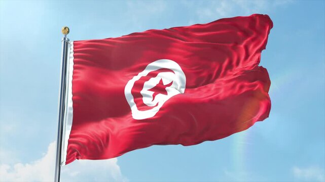 4K Tunisia flag waving in the wind - realistic Tunisia flag animation in high resolution, perfect for Tunisia national day, independence, travel and patriotic video projects