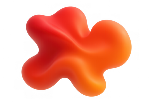 Abstract organic blob in fluid 3d rendering, a soft gradient shape with hot red and orange colors