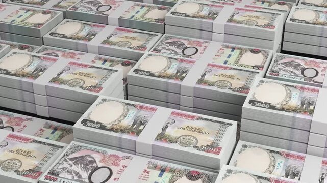 Nepal 1000 Rupee Horizontal 3D Animation ? Financial Concept, Banking, Business, Investment, Realistic Money Flow, and Economic Currency Exchange Visualization