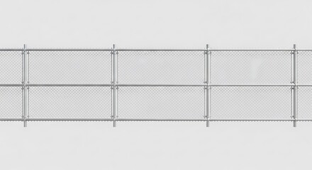 Chain link fence section isolated on white background background
