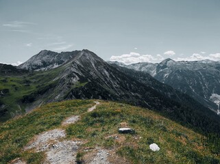 Panoramic High-Altitude Hiking Trail View in the Radst&auml;dter Tauern, Zauchensee